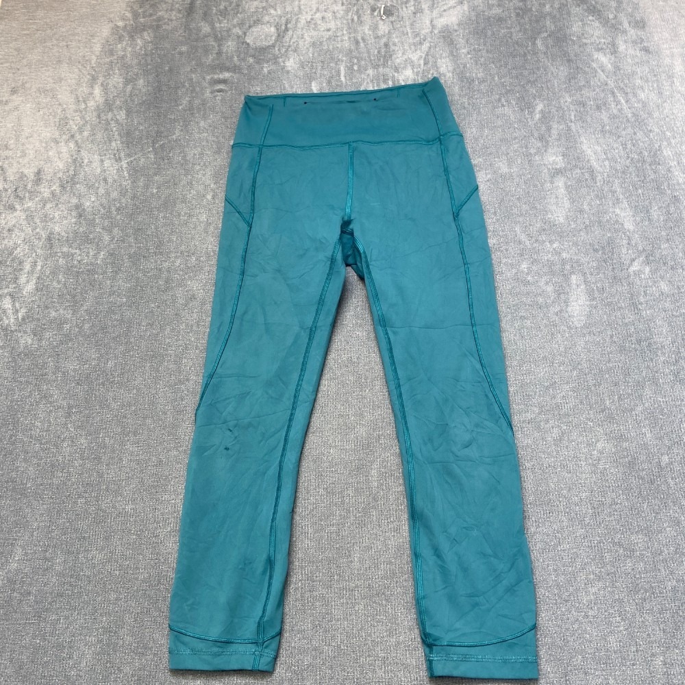 Lululemon Cropped Leggings Womens 6 Blue Yoga Workout Pull On Running Gym Wear